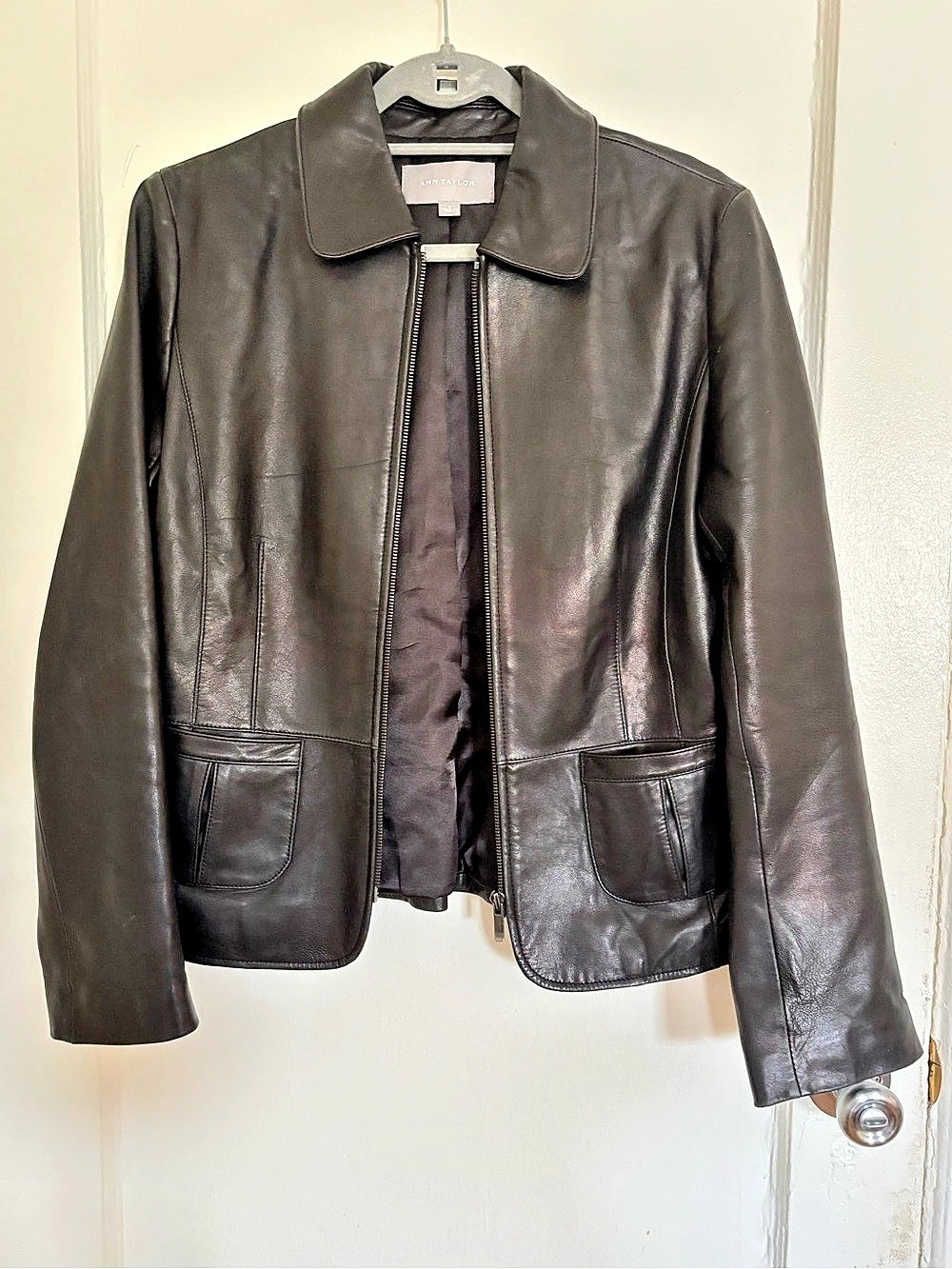 Ann Taylor Black Leather Jacket Like New